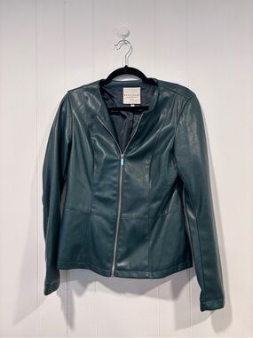 Bagatelle Women's green Leather Zip-Front Jacket